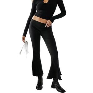 Free People We The Free Curvy Last Dance Pull On Crop Flare Jeans Size 33 Black